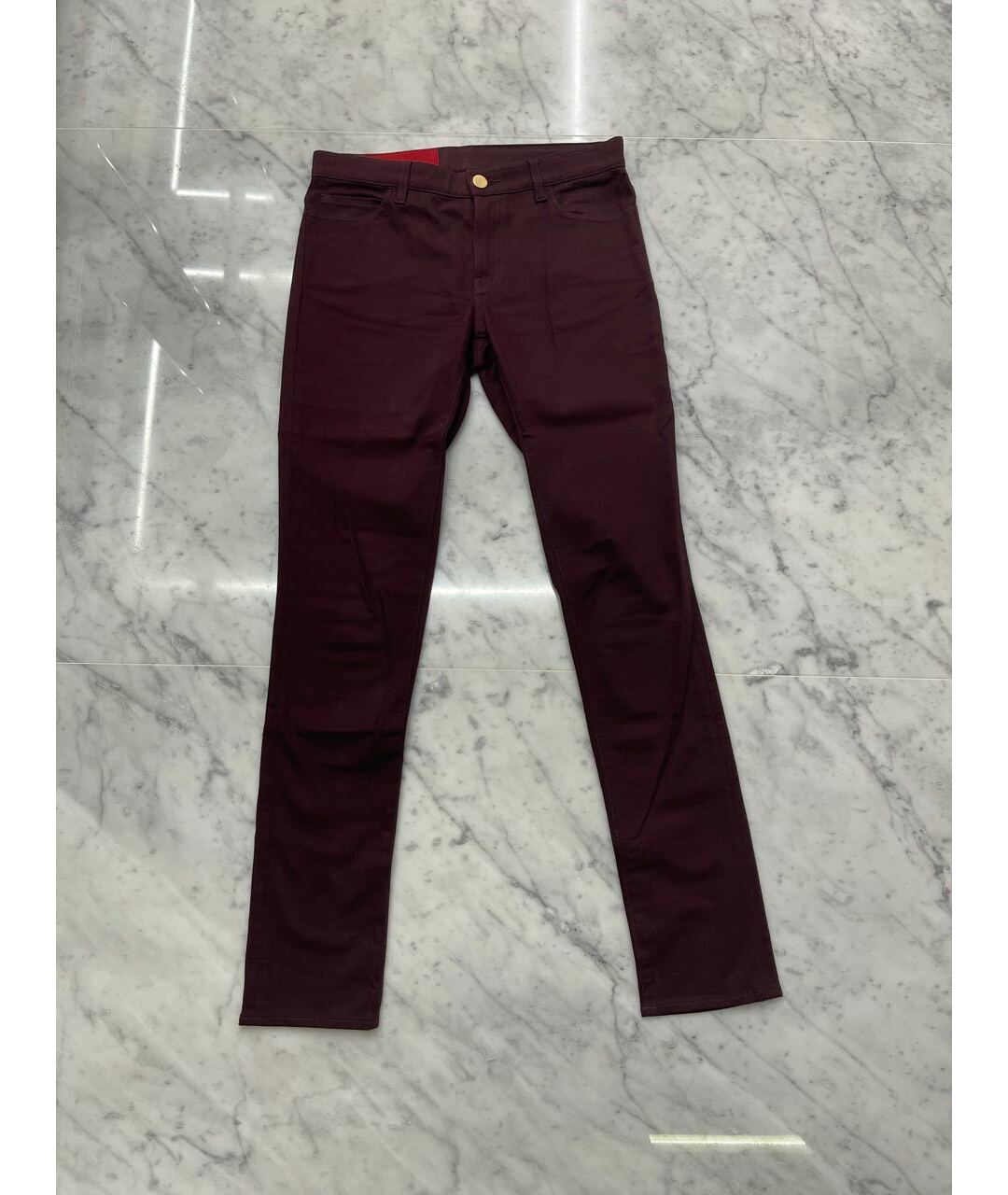VALENTINO Бордовые хлопко-полиэстеровые прямые джинсы, фото 4