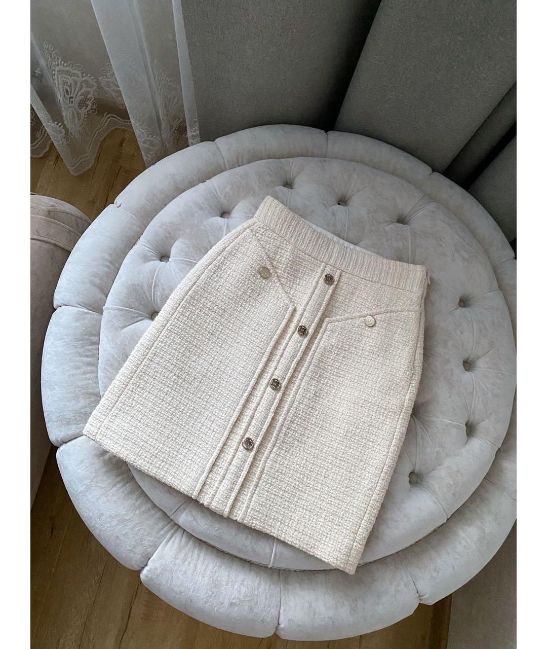 MAJE Белая твидовая юбка мини, фото 4