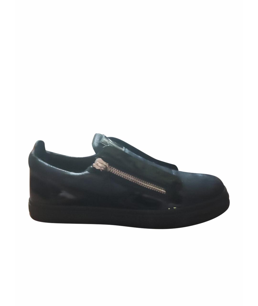 GIUSEPPE ZANOTTI DESIGN Черные низкие кроссовки / кеды из лакированной кожи, фото 1