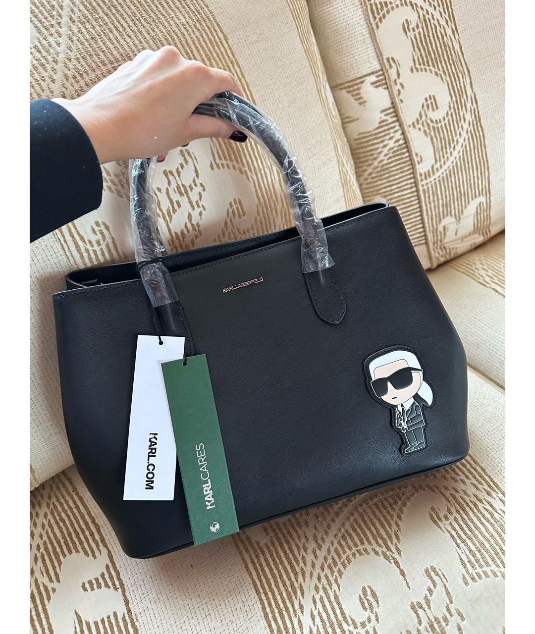KARL LAGERFELD Черная сумка с короткими ручками из искусственной кожи, фото 5