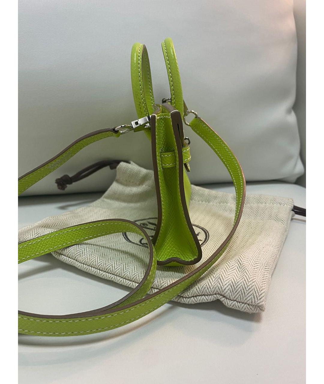 HERMES PRE-OWNED Салатовая кожаная сумка с короткими ручками, фото 5