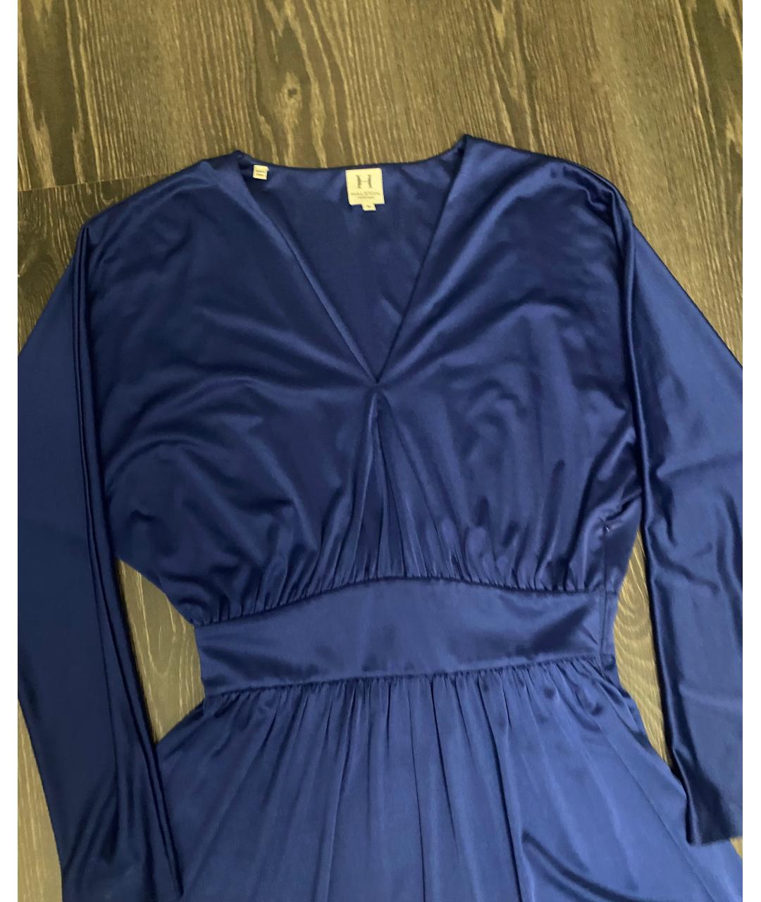 HALSTON HERITAGE Синее полиэстеровое коктейльное платье, фото 5