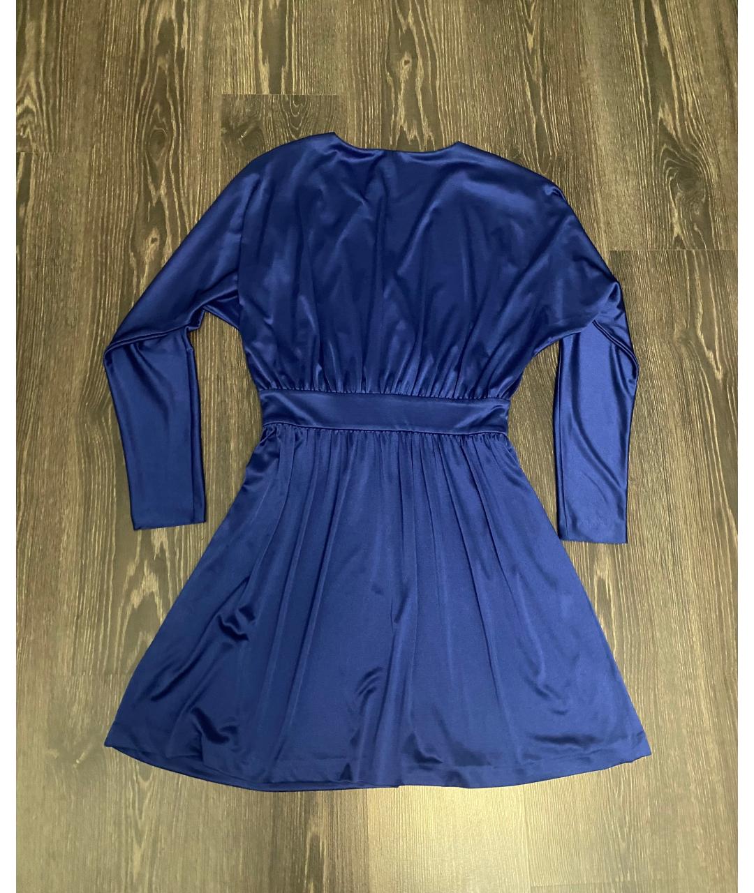 HALSTON HERITAGE Синее полиэстеровое коктейльное платье, фото 4