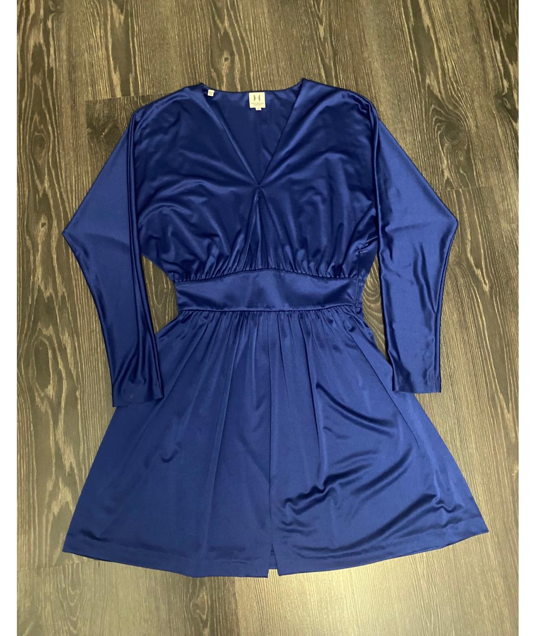 HALSTON HERITAGE Синее полиэстеровое коктейльное платье, фото 10