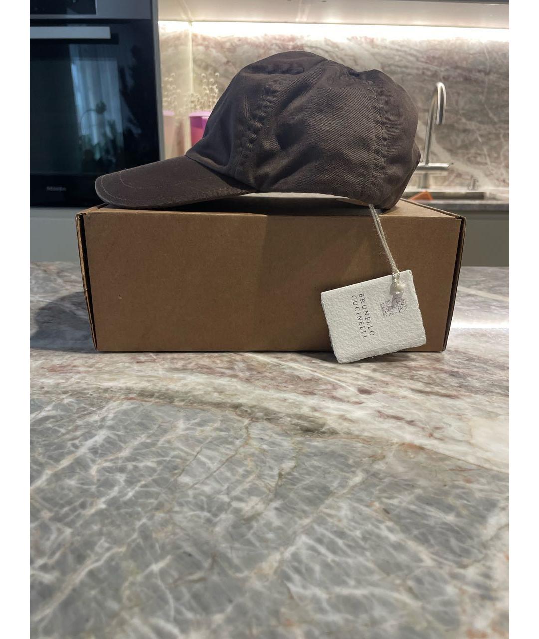 BRUNELLO CUCINELLI Коричневая хлопковая кепка/бейсболка, фото 2