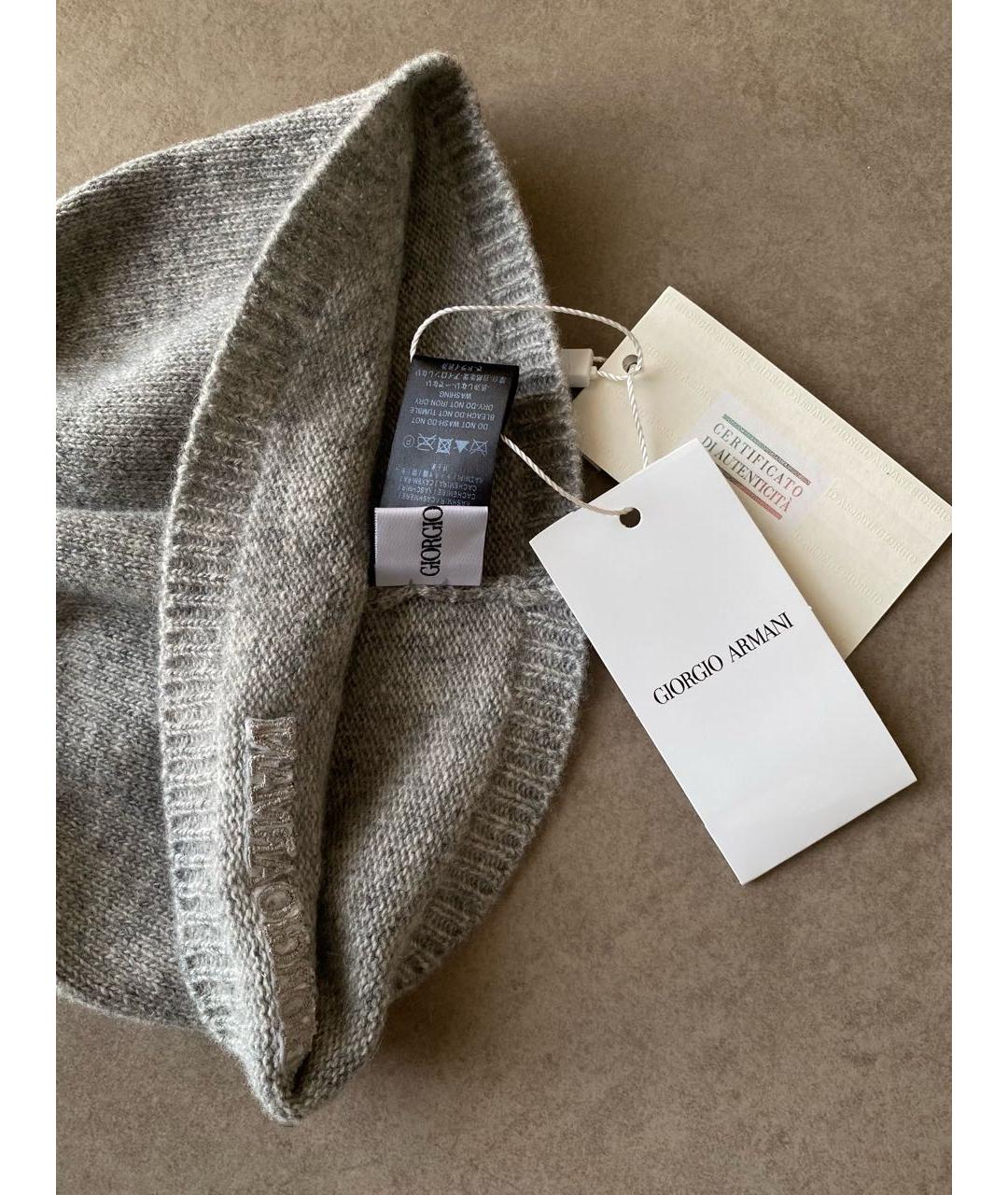 GIORGIO ARMANI Серая кашемировая шапка, фото 8