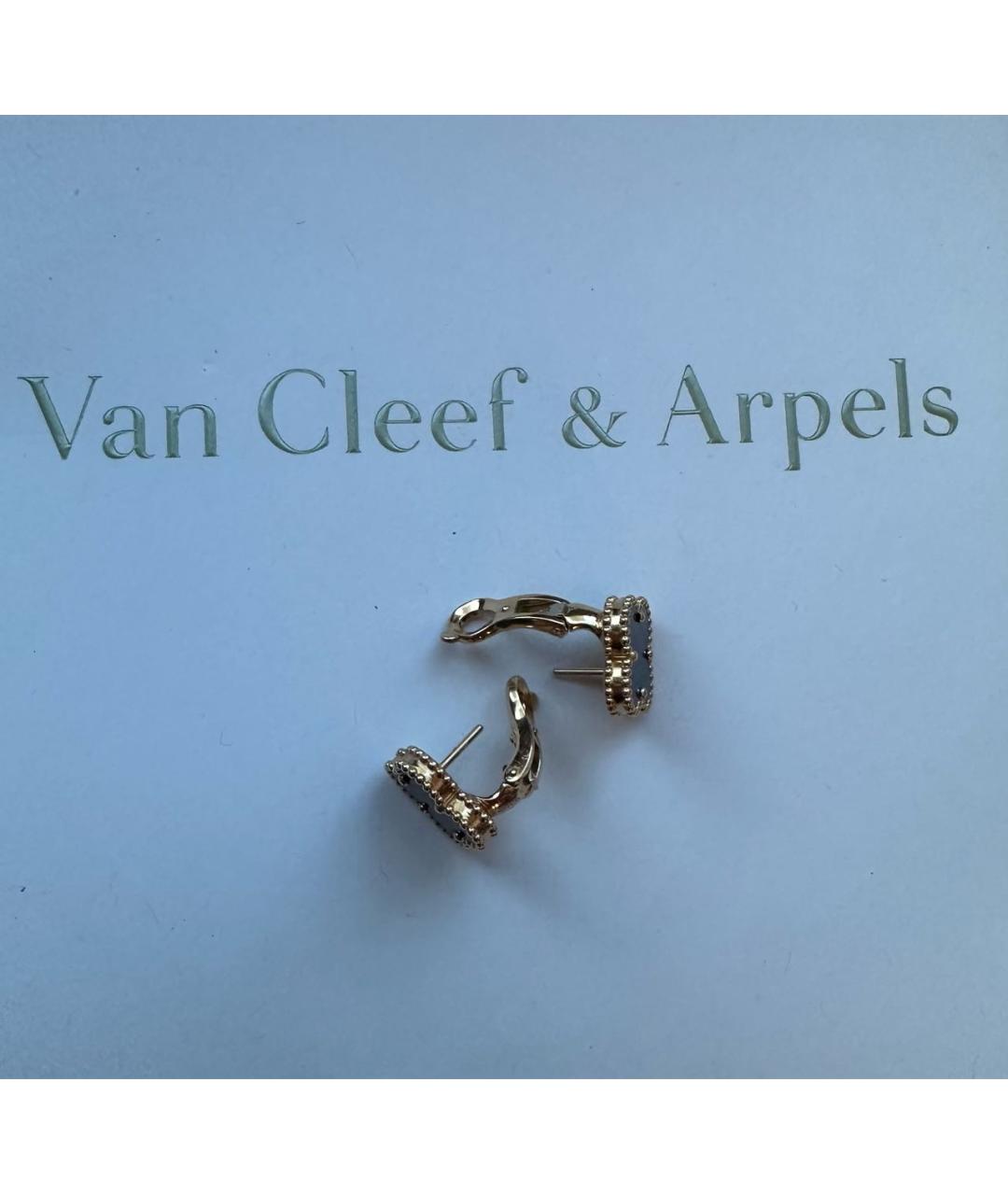VAN CLEEF & ARPELS Черные серьги из желтого золота, фото 4