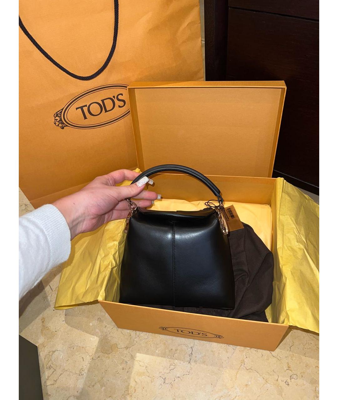 TOD'S Черная кожаная сумка тоут, фото 5