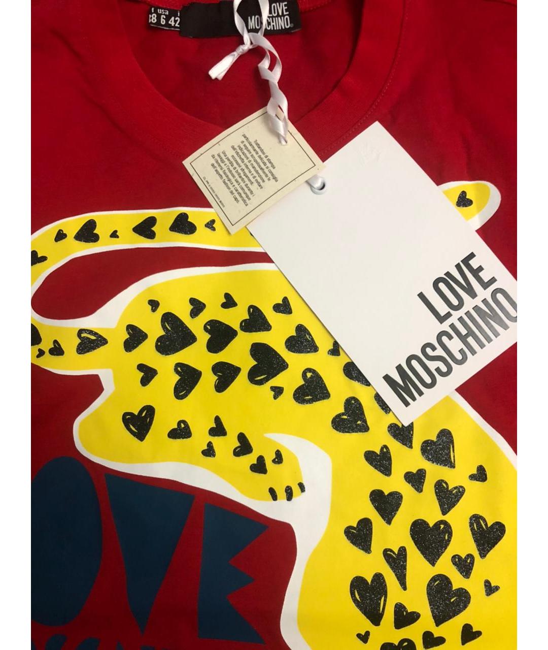 LOVE MOSCHINO Красная хлопковая футболка, фото 3