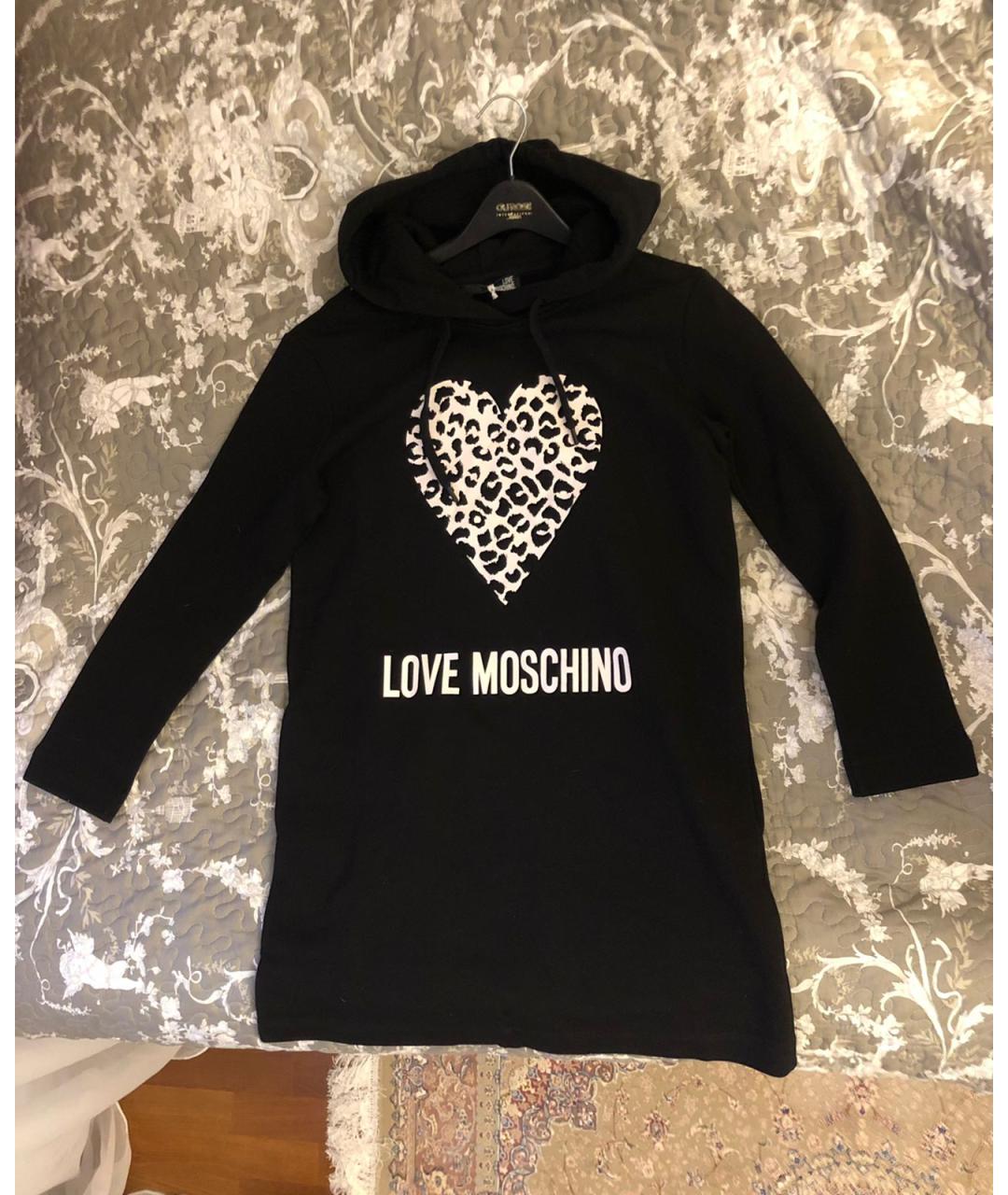 LOVE MOSCHINO Черное хлопковое повседневное платье, фото 8