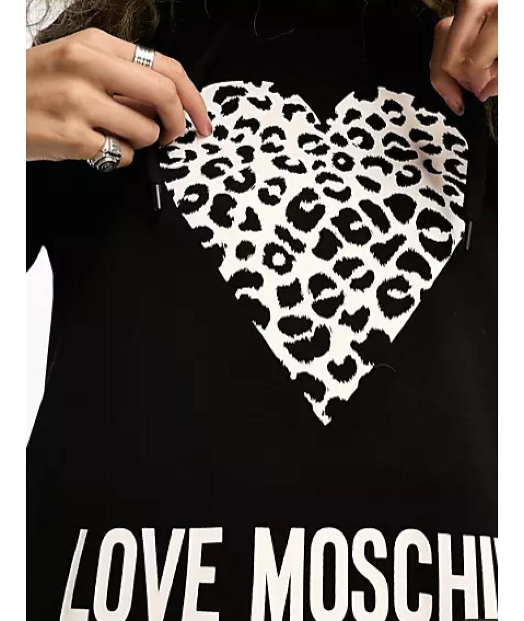 LOVE MOSCHINO Черное хлопковое повседневное платье, фото 4