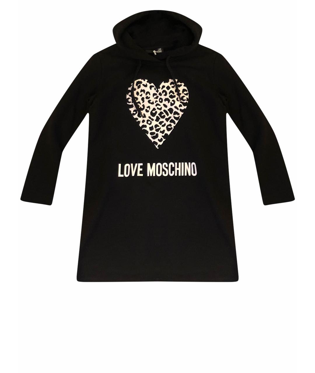 LOVE MOSCHINO Черное хлопковое повседневное платье, фото 1