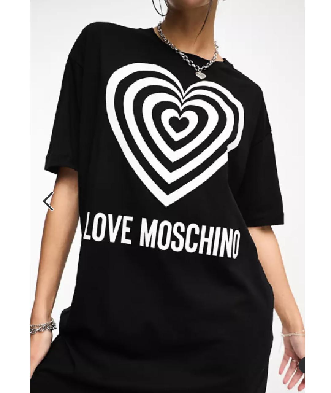 LOVE MOSCHINO Черное хлопковое повседневное платье, фото 5