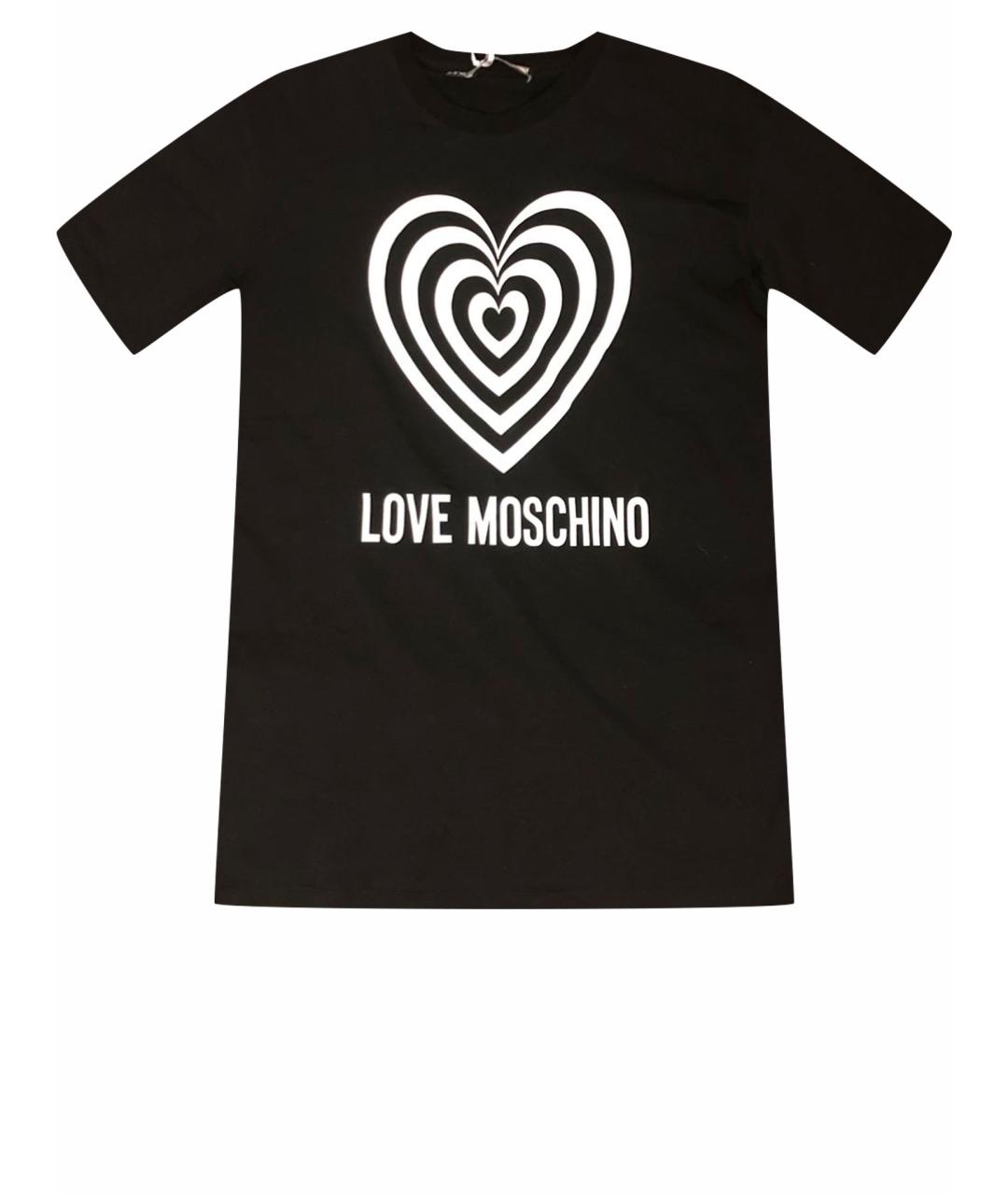 LOVE MOSCHINO Черное хлопковое повседневное платье, фото 1