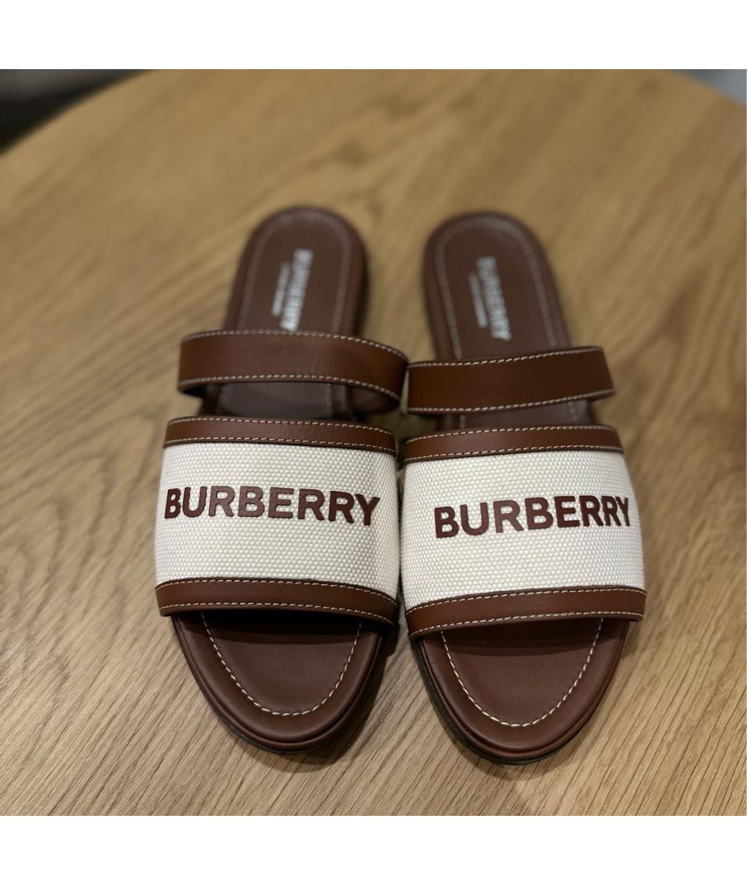 BURBERRY Кожаные шлепанцы, фото 2