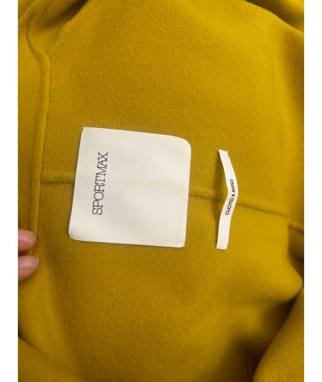 SPORTMAX Горчичное шерстяное пальто, фото 6
