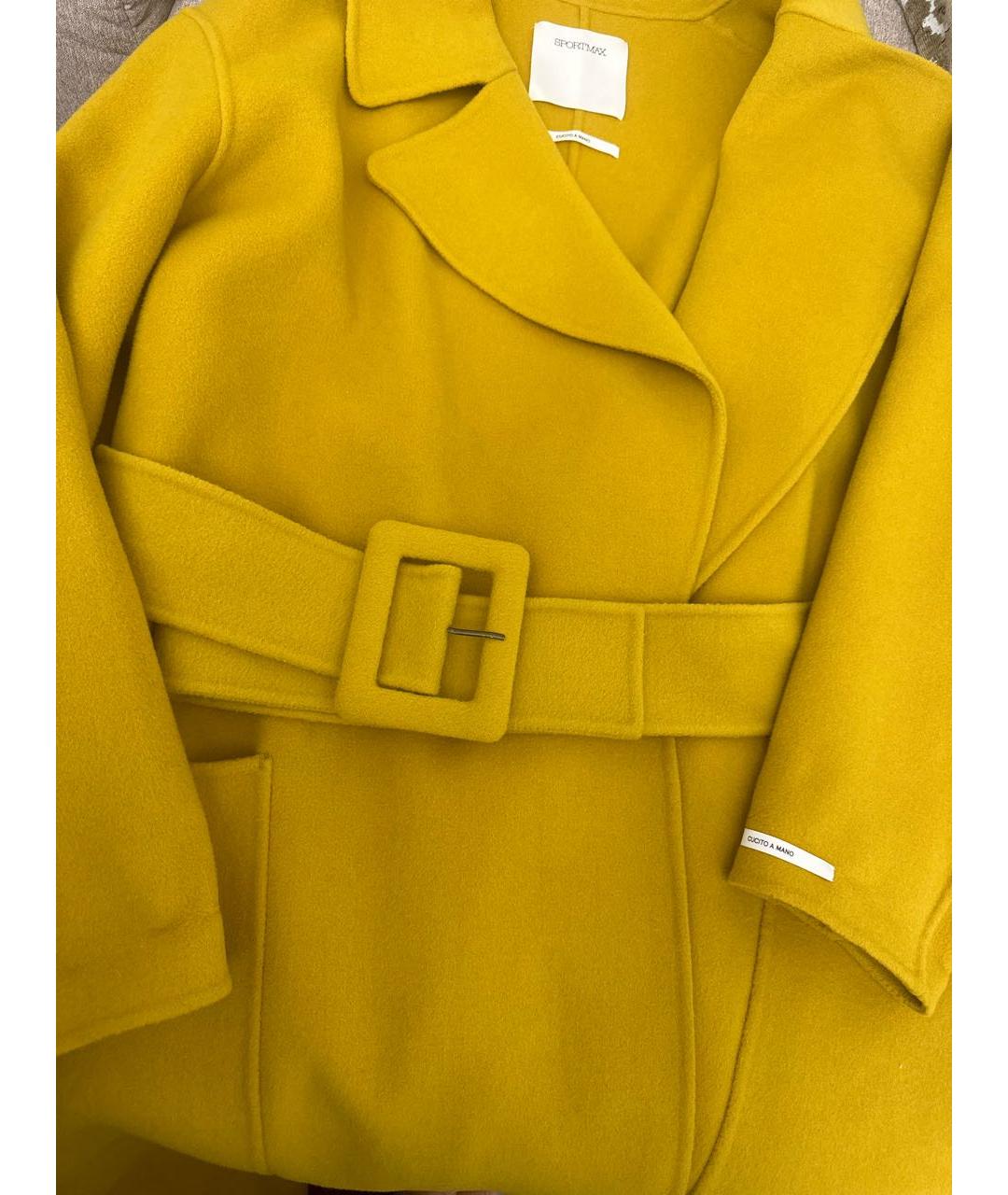 SPORTMAX Горчичное шерстяное пальто, фото 8
