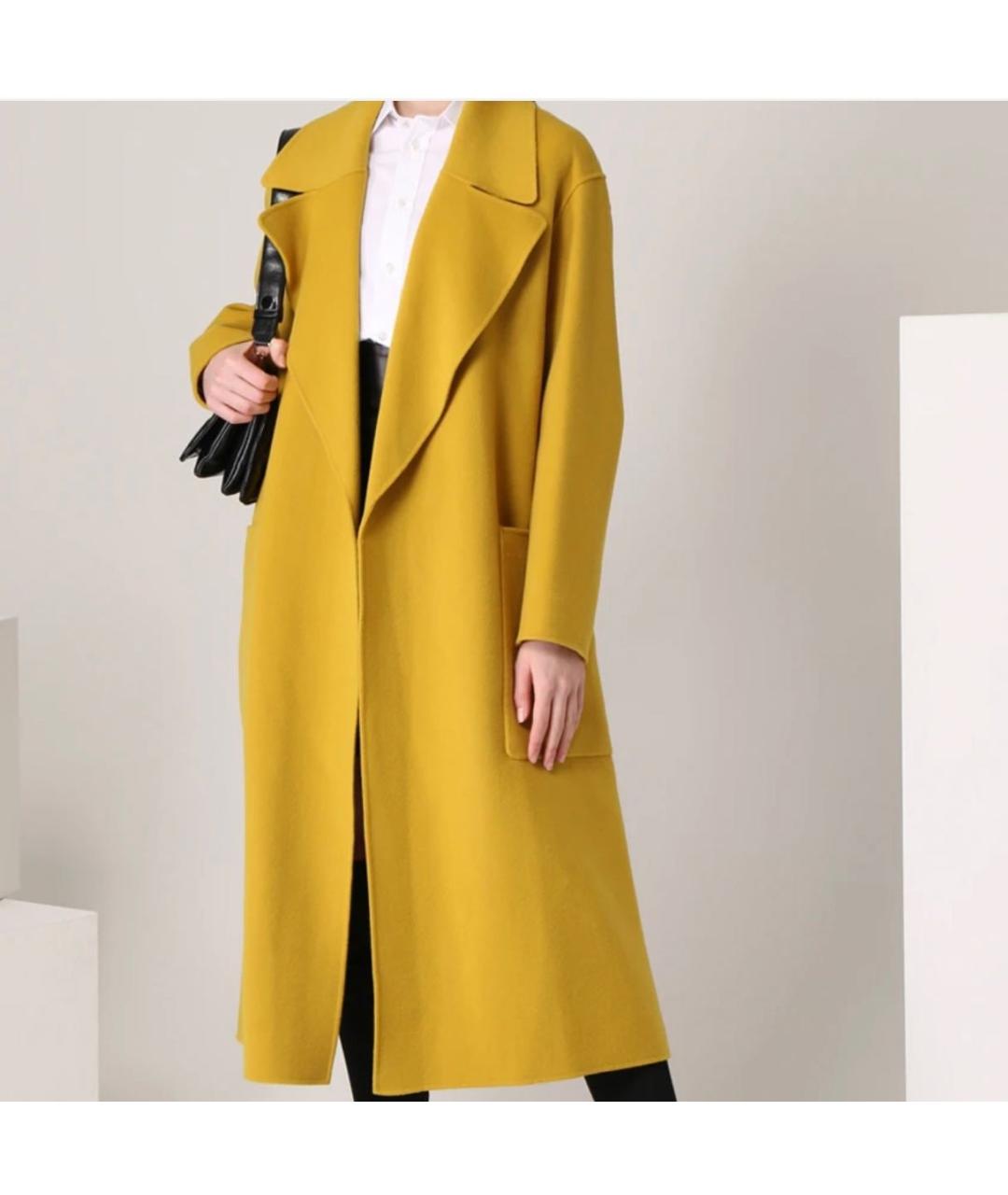 SPORTMAX Горчичное шерстяное пальто, фото 4
