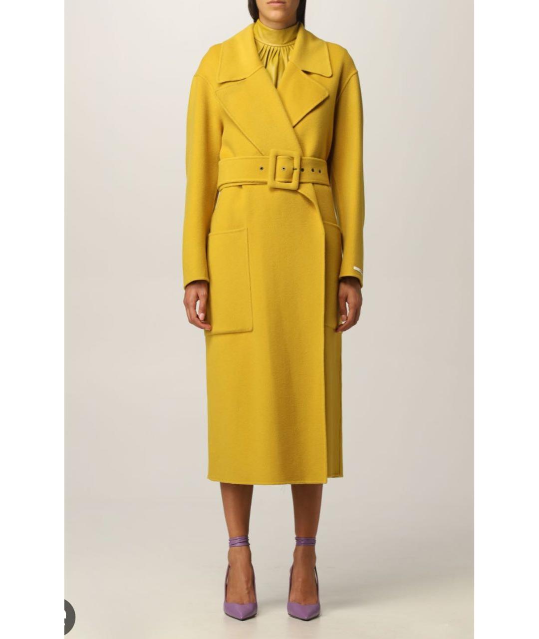 SPORTMAX Горчичное шерстяное пальто, фото 9