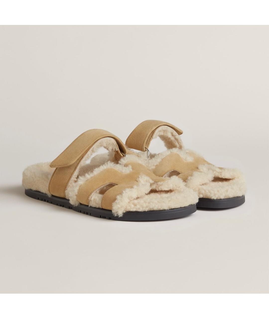 HERMES PRE-OWNED Бежевые замшевые сандалии, фото 2