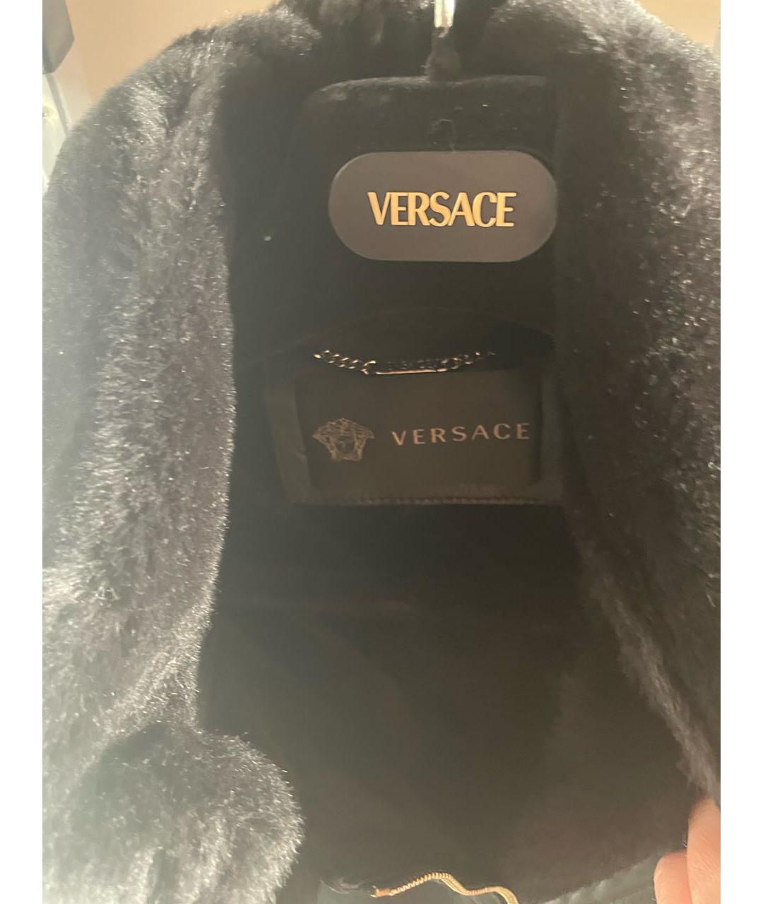 VERSACE Черная кожаная дубленка, фото 3