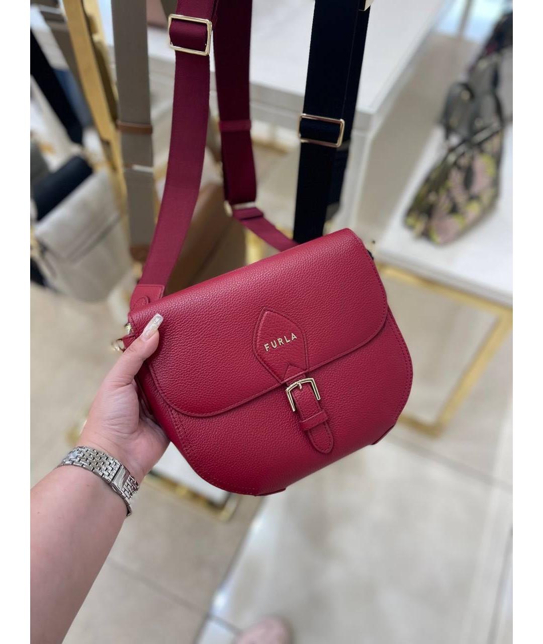 FURLA Бордовая кожаная сумка через плечо, фото 2