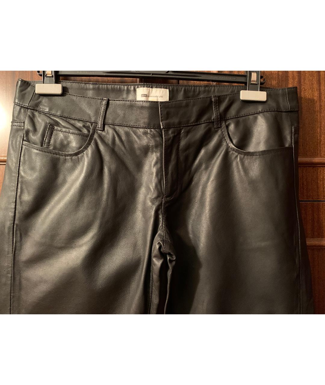 VANESSA BRUNO ATHÉ Черные кожаные брюки узкие, фото 3