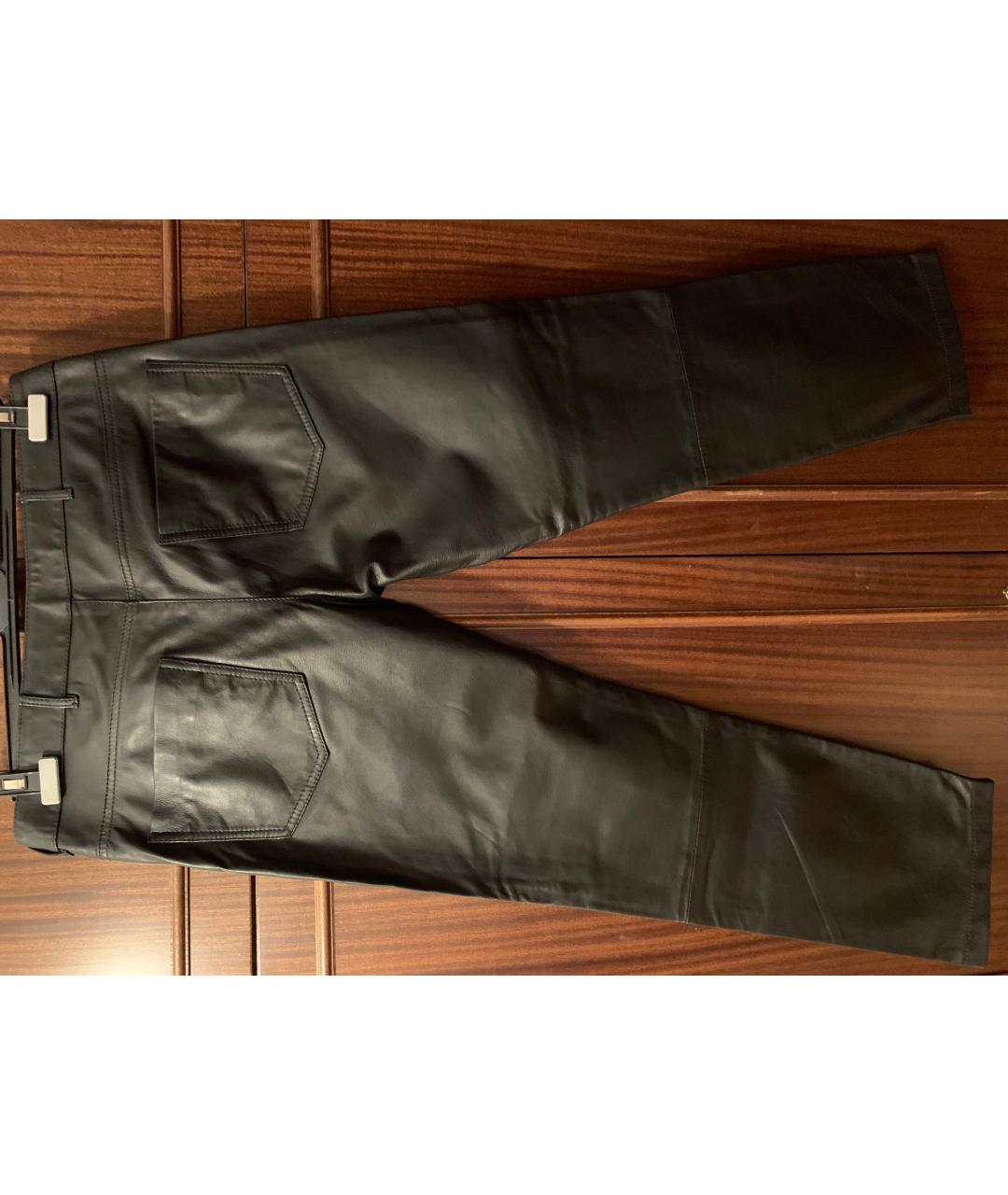 VANESSA BRUNO ATHÉ Черные кожаные брюки узкие, фото 2