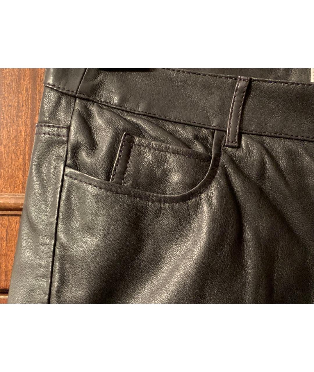 VANESSA BRUNO ATHÉ Черные кожаные брюки узкие, фото 8
