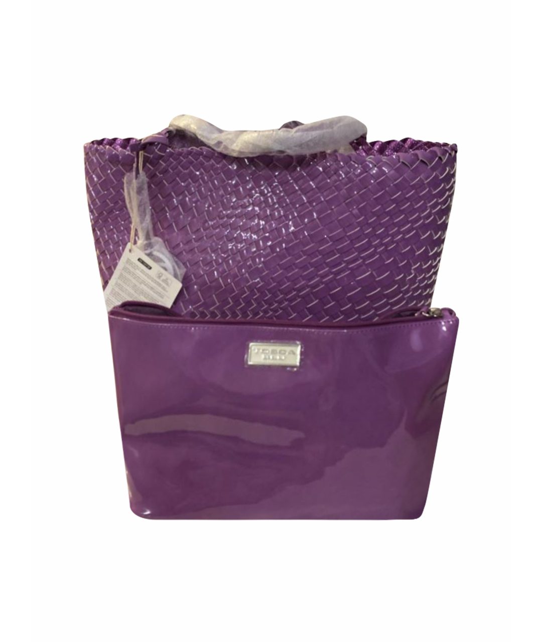 TOSCA BLU Фиолетовая пляжная сумка из лакированной кожи, фото 1