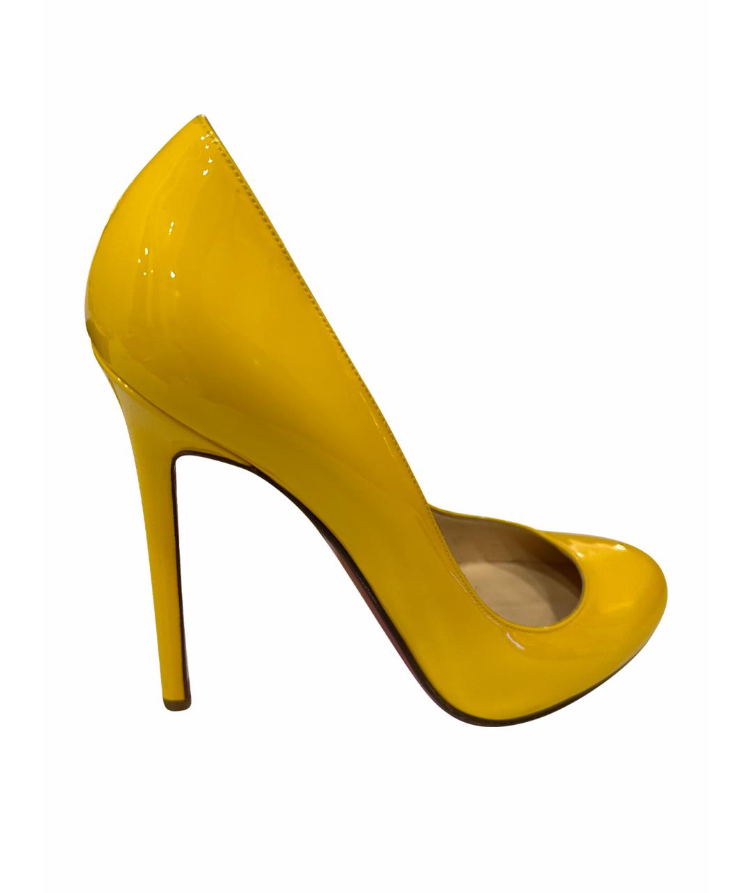 CHRISTIAN LOUBOUTIN Желтые туфли из лакированной кожи, фото 1
