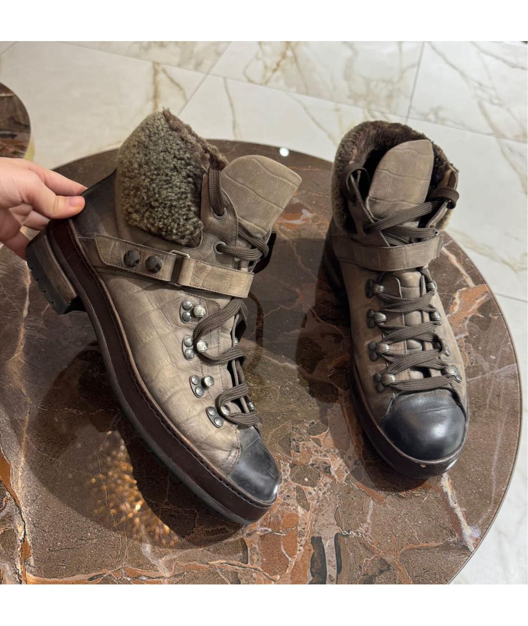 SANTONI Коричневые кожаные ботинки, фото 2