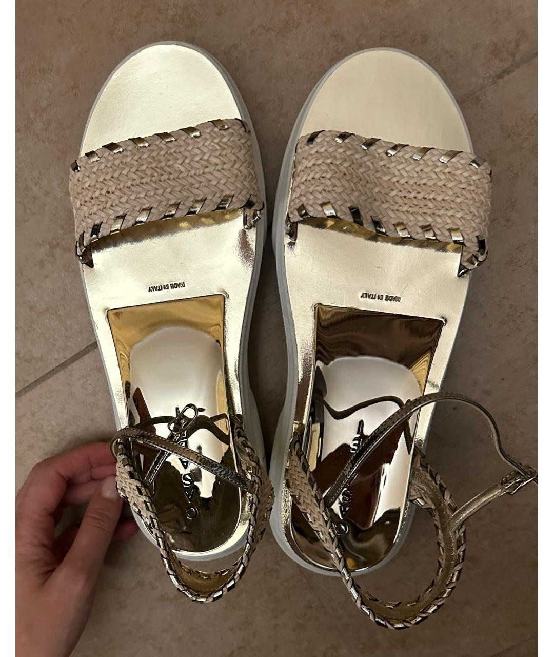 CASADEI Бежевые текстильные босоножки, фото 2