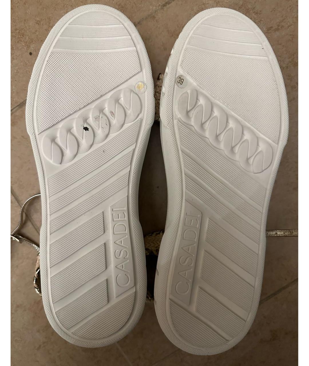 CASADEI Бежевые текстильные босоножки, фото 5