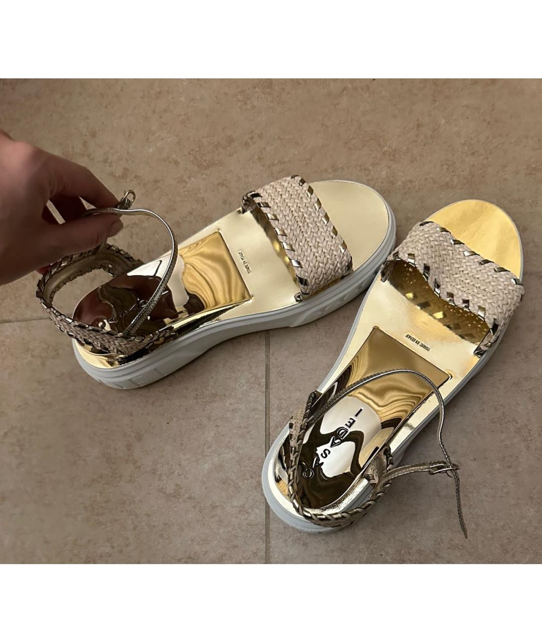 CASADEI Бежевые текстильные босоножки, фото 3