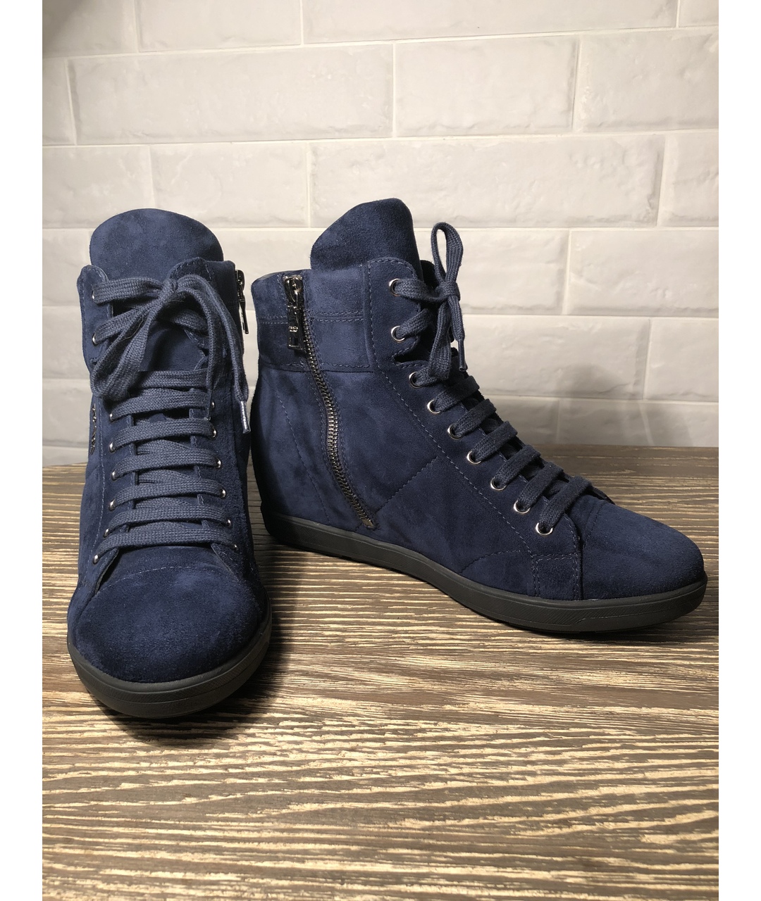 PRADA Синие замшевые ботинки, фото 5