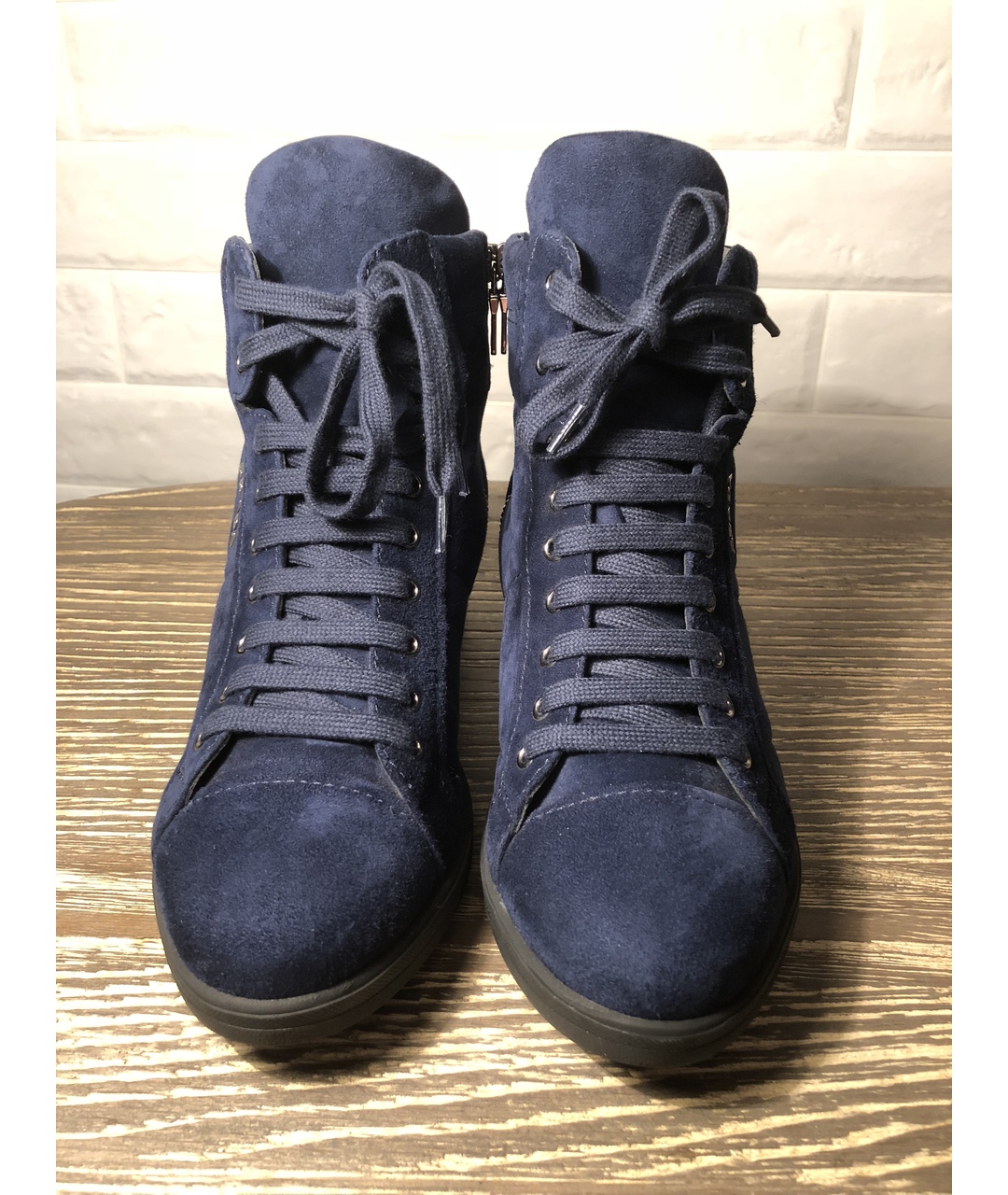 PRADA Синие замшевые ботинки, фото 2