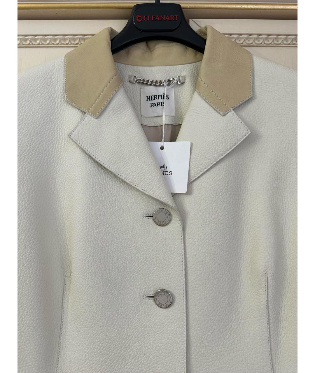 HERMES PRE-OWNED Белый кожаный жакет/пиджак, фото 3