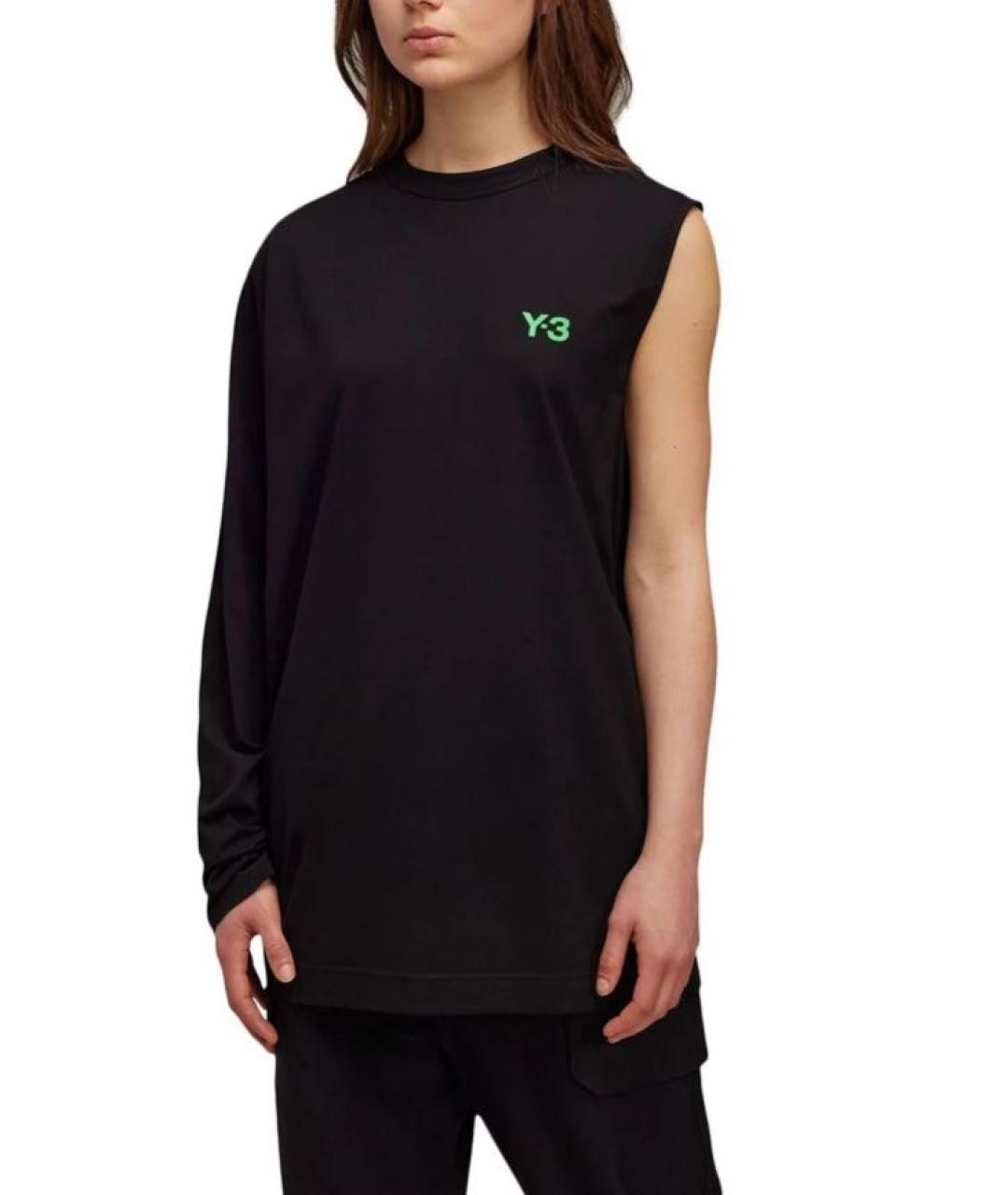Y-3 Черная хлопковая футболка, фото 2