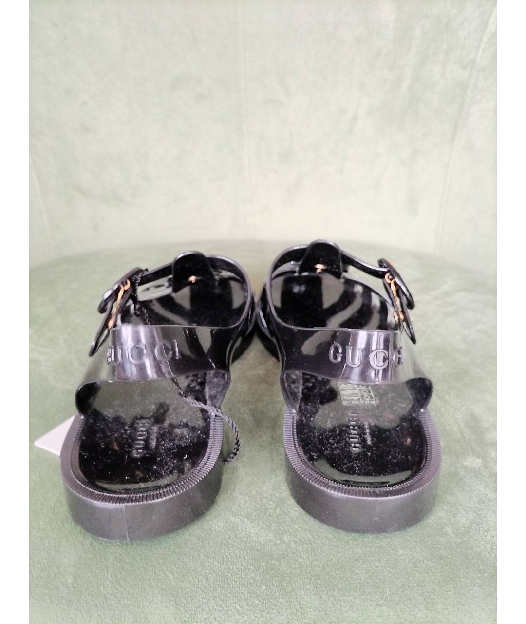 GUCCI Черные резиновые сандалии, фото 4