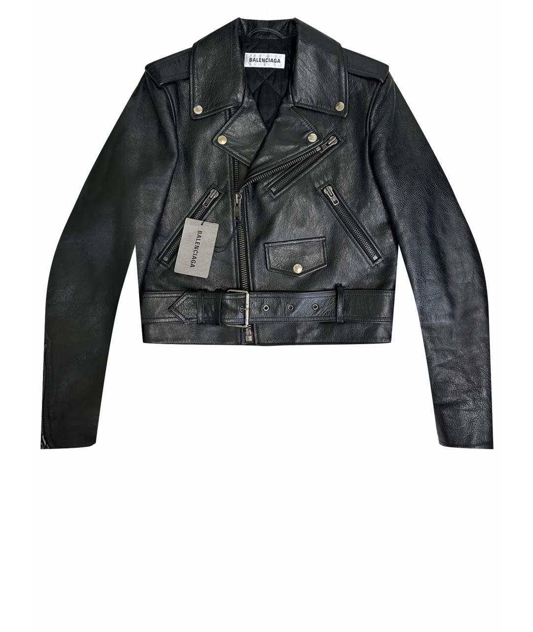 BALENCIAGA Черная кожаная куртка, фото 1
