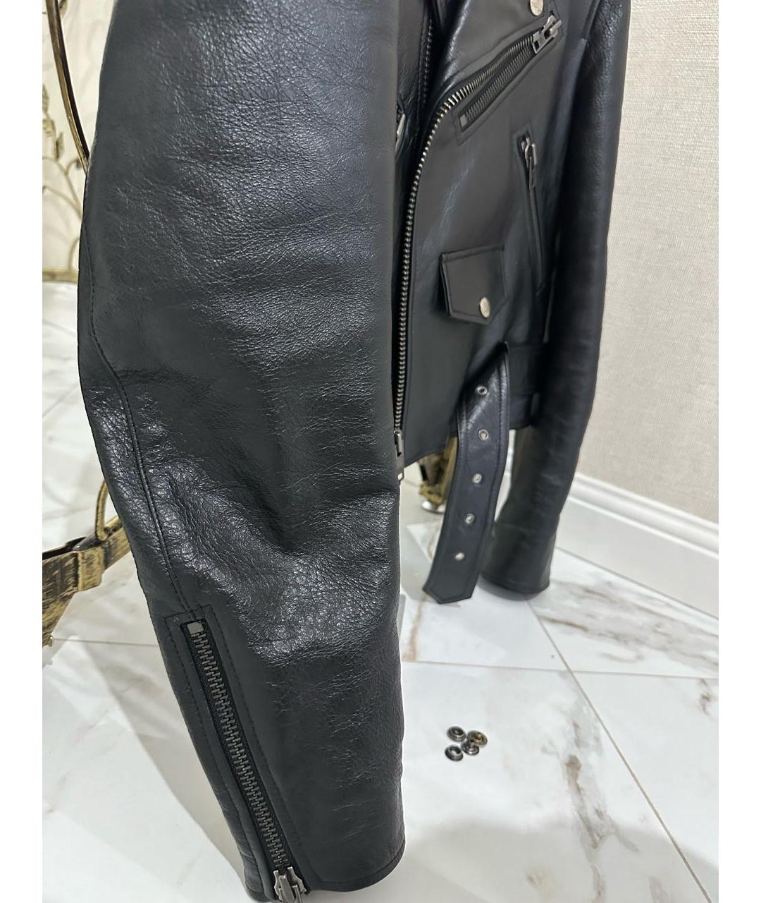 BALENCIAGA Черная кожаная куртка, фото 6