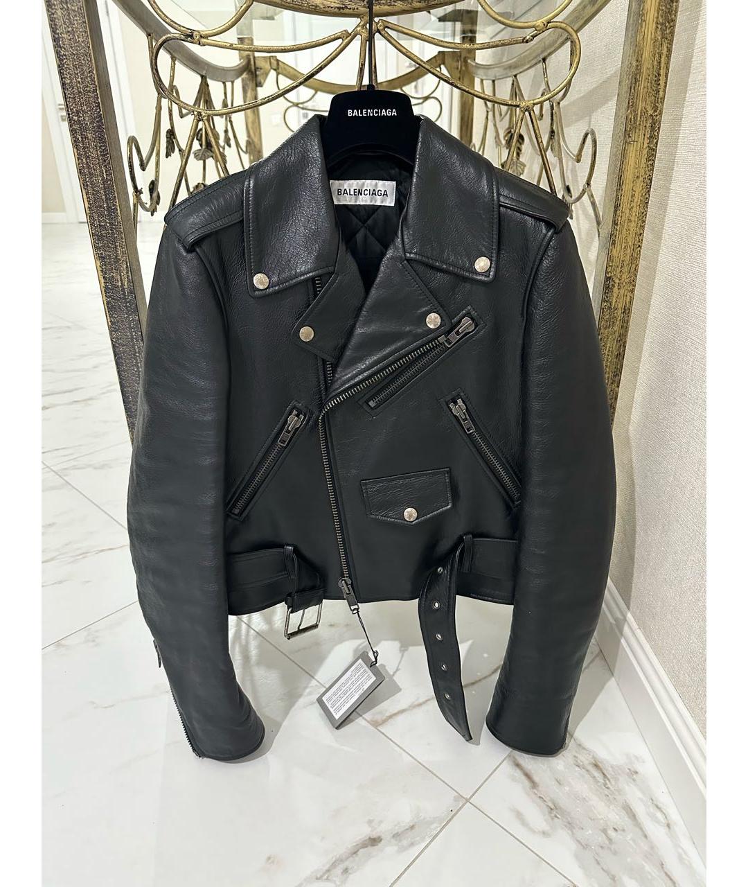 BALENCIAGA Черная кожаная куртка, фото 4