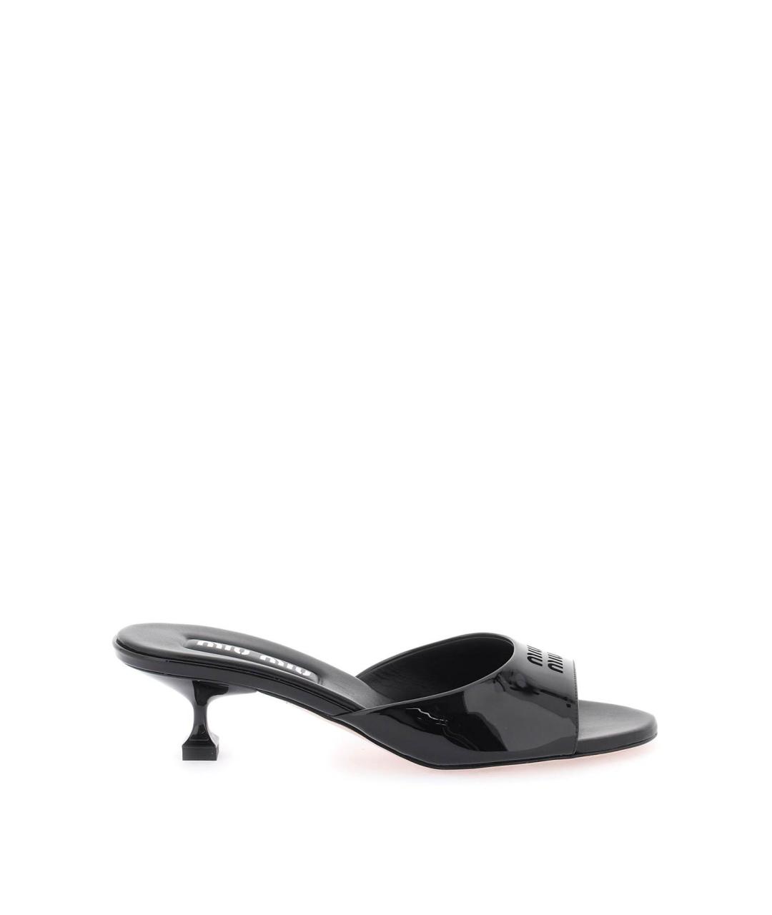 MIU MIU Черные кожаные мюли, фото 1