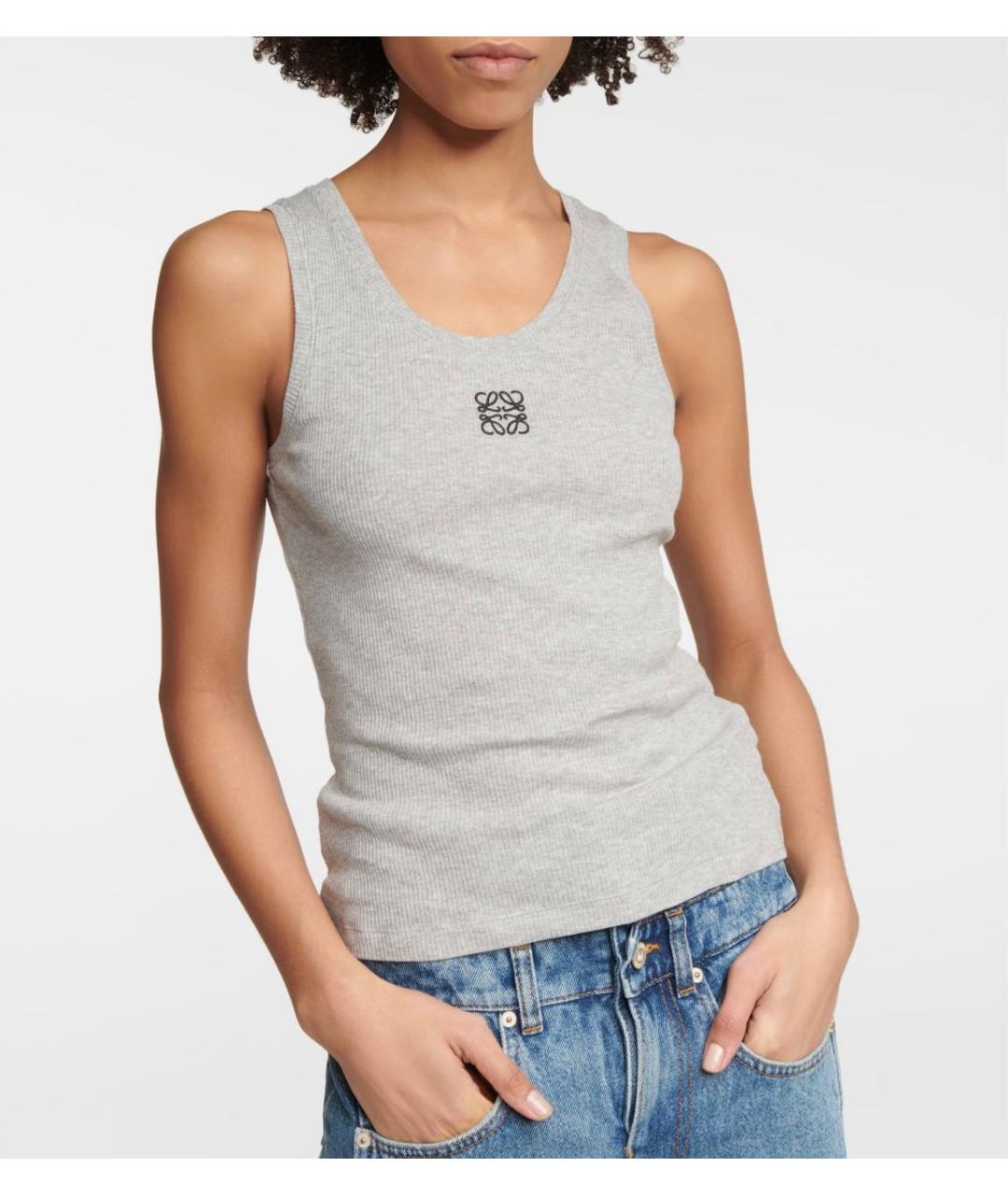 LOEWE Серая хлопковая майка, фото 4