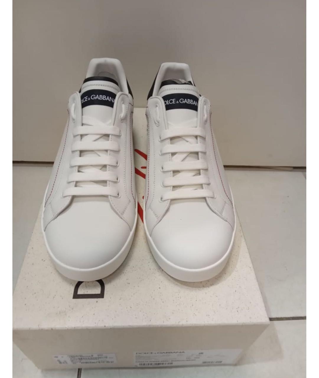 DOLCE&GABBANA Белые кожаные низкие кроссовки / кеды, фото 3