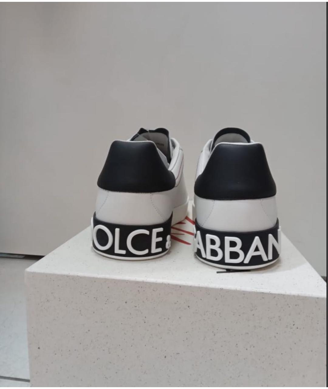 DOLCE&GABBANA Белые кожаные низкие кроссовки / кеды, фото 4