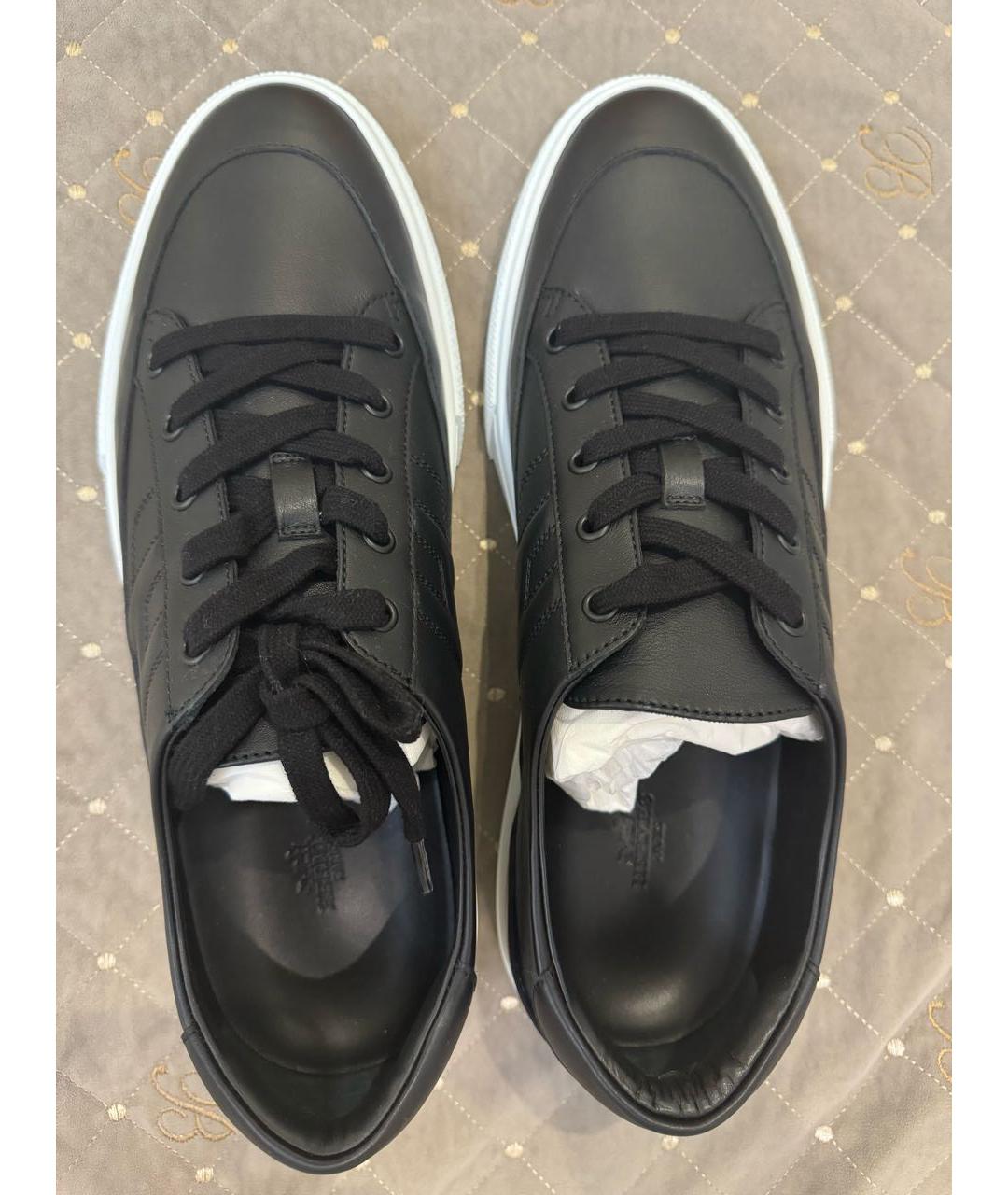HERMES PRE-OWNED Черные кожаные низкие кроссовки / кеды, фото 3