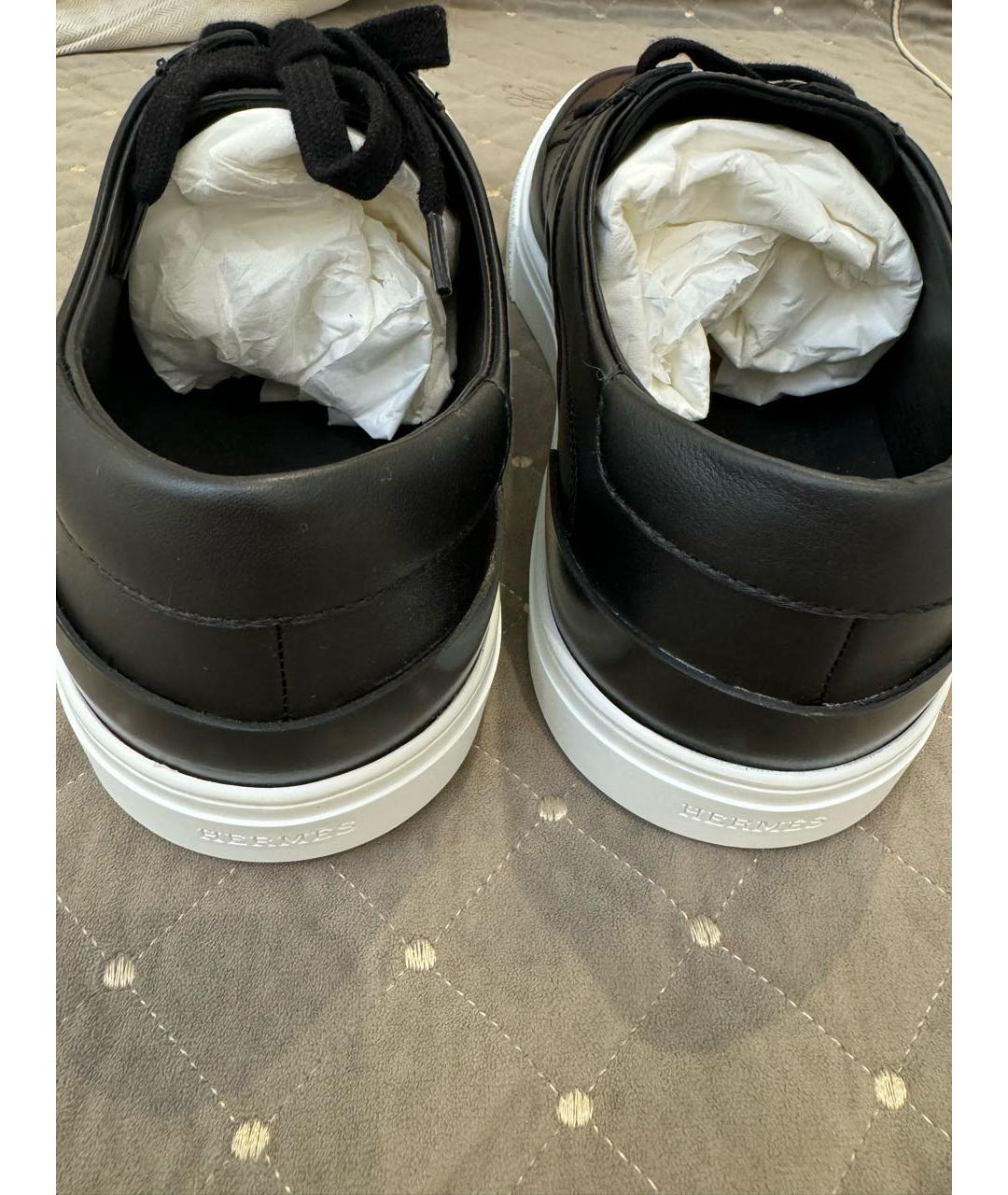 HERMES PRE-OWNED Черные кожаные низкие кроссовки / кеды, фото 4
