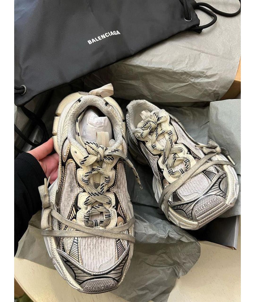 BALENCIAGA Серебряные синтетические кроссовки, фото 3